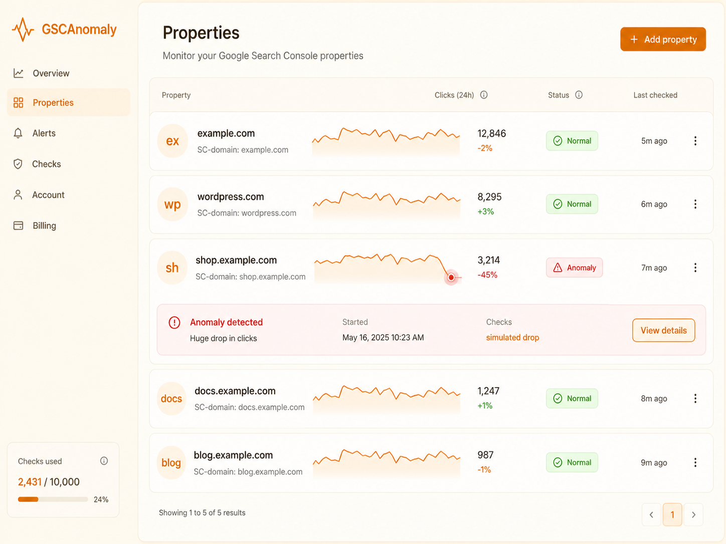 CSV upload to preview Search Console drops